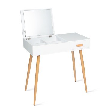 Coiffeuse-bureau 2 en 1 Serena avec miroir rabattable