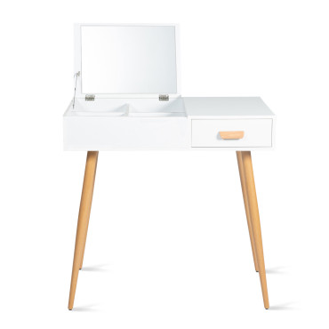 Coiffeuse-bureau 2 en 1 Serena avec miroir rabattable