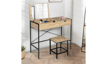 Coiffeuse Alana miroir rabattable avec tabouret