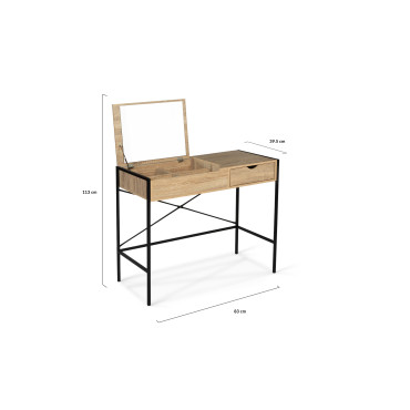 Coiffeuse Alana miroir rabattable avec tabouret