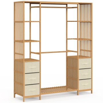 Dressing Maya bambou double penderie et double colonne avec tiroirs