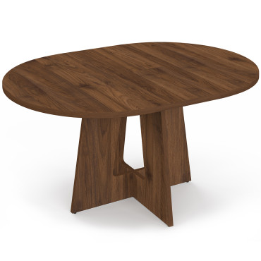 Table à manger ronde extensible Héloïse effet noyer Ø110-150cm