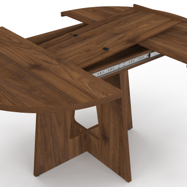 Table à manger ronde extensible Héloïse effet noyer Ø110-150cm