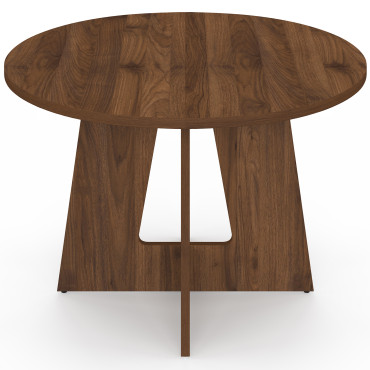 Table à manger ronde extensible Héloïse effet noyer Ø110-150cm