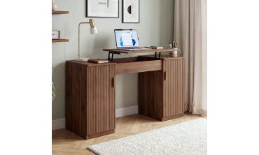 Bureau Faustine plateau relevable effet lattes noyer