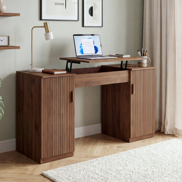 Bureau Faustine plateau relevable effet lattes noyer