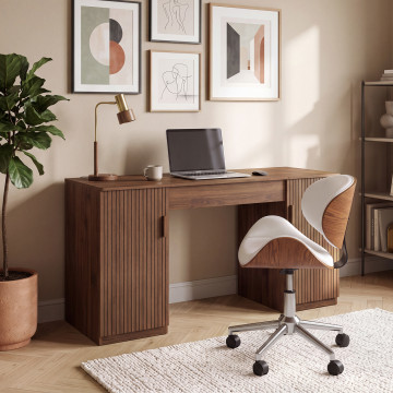 Bureau Faustine plateau relevable effet lattes noyer