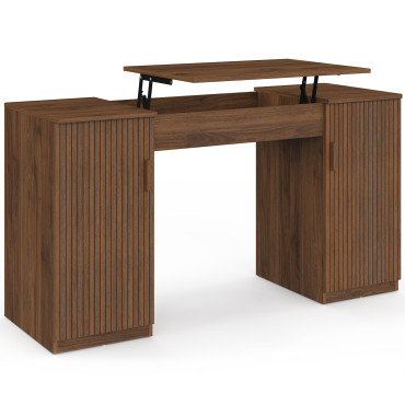 Bureau Faustine plateau relevable effet lattes noyer