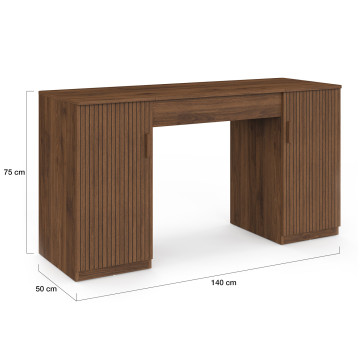 Bureau Faustine plateau relevable effet lattes noyer