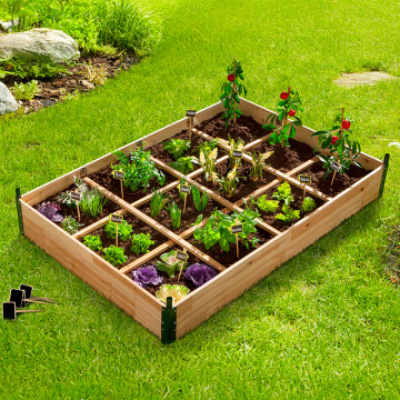 Serre de potager 12 compartiments Aroma en bois avec bâche amovible