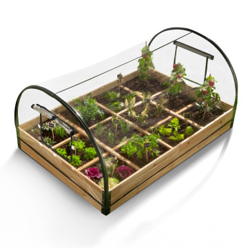 Serre de potager 12 compartiments Aroma en bois avec bâche amovible