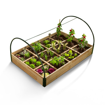 Serre de potager 12 compartiments Aroma en bois avec bâche amovible
