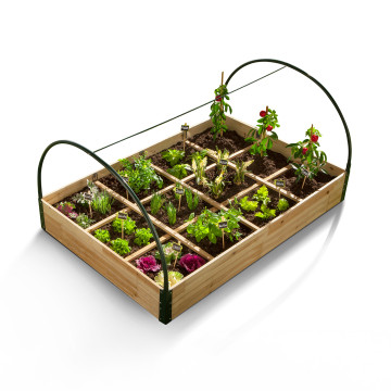 Serre de potager 12 compartiments Aroma en bois avec bâche amovible