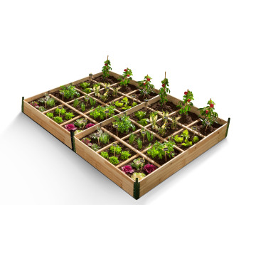 Serres de potager 12 compartiments Aroma en bois avec bâche - Lot de 2