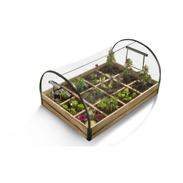 Serres de potager 12 compartiments Aroma en bois avec bâche - Lot de 2