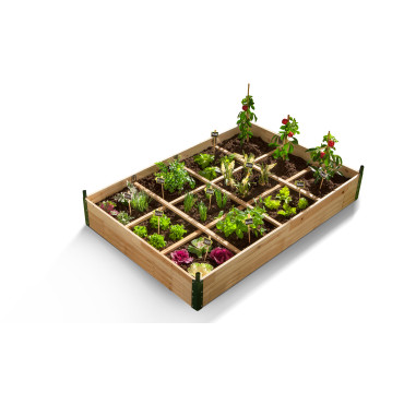 Serres de potager 12 compartiments Aroma en bois avec bâche - Lot de 2