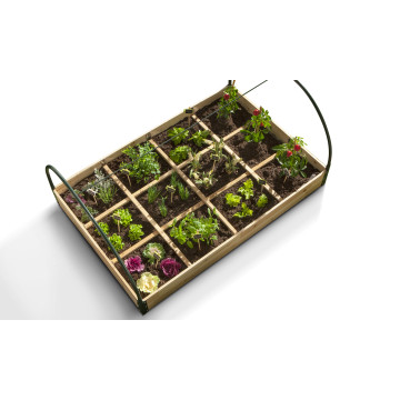Serres de potager 12 compartiments Aroma en bois avec bâche - Lot de 2