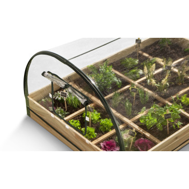 Serres de potager 12 compartiments Aroma en bois avec bâche - Lot de 2