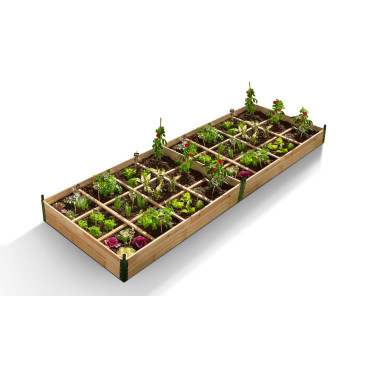 Serres de potager 12 compartiments Aroma en bois avec bâche - Lot de 2
