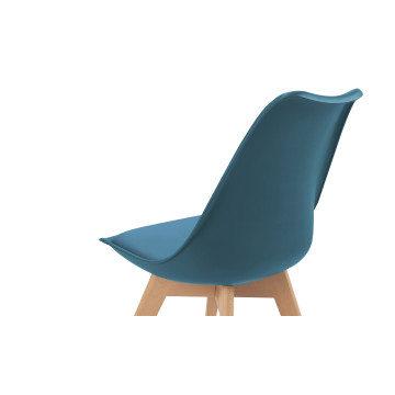 Chaises Suedia assise bleu canard et pieds bois - lot de 2