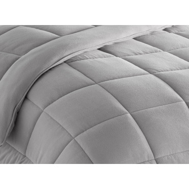 Couette extra chaude réversible grise 200x200cm - polaire 400 g/m2