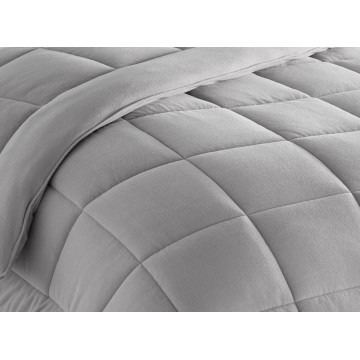 Couette extra chaude réversible grise 240x260cm - polaire 400 g/m2