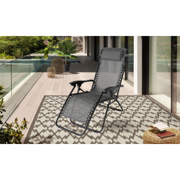 Fauteuils de jardin Relax gris anthracite - Lot de 2