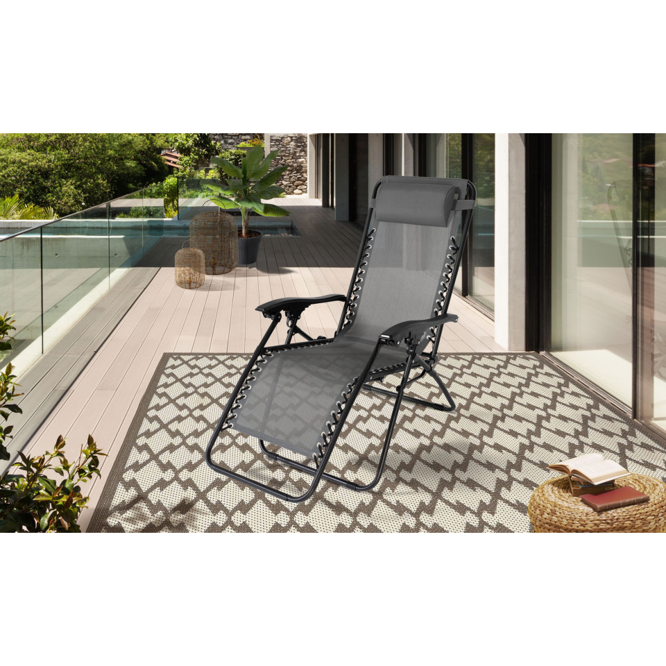 Fauteuils de jardin Relax gris anthracite - Lot de 2