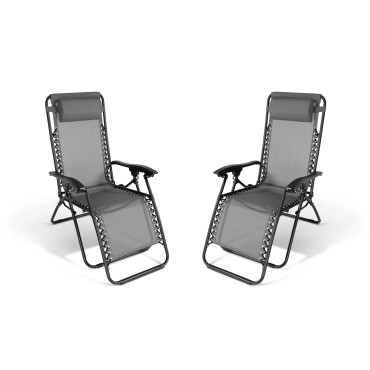 Fauteuils de jardin Relax gris anthracite - Lot de 2