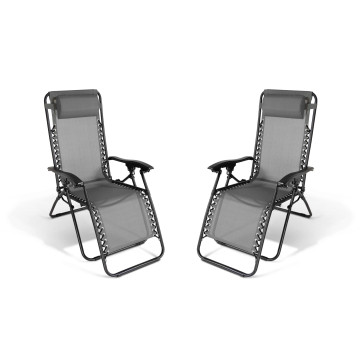 Fauteuils de jardin Relax gris anthracite - Lot de 2