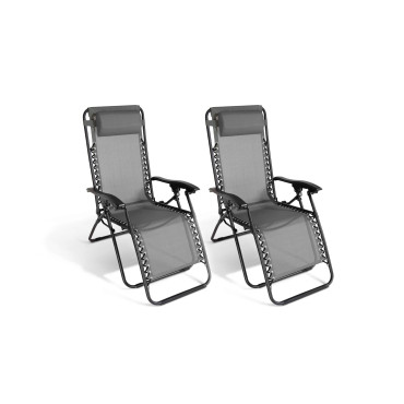 Fauteuils de jardin Relax gris anthracite - Lot de 2