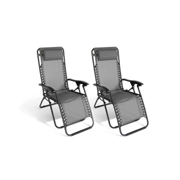 Fauteuils de jardin Relax gris anthracite - Lot de 2