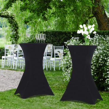 Tables hautes de réception pliantes 105cm + housses noires - lot de 2