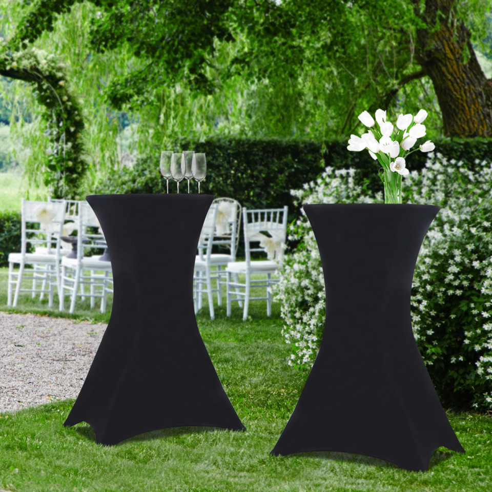 Tables hautes de réception pliantes 105cm + housses noires - lot de 2
