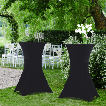 Tables hautes de réception pliantes 105cm + housses noires - lot de 2