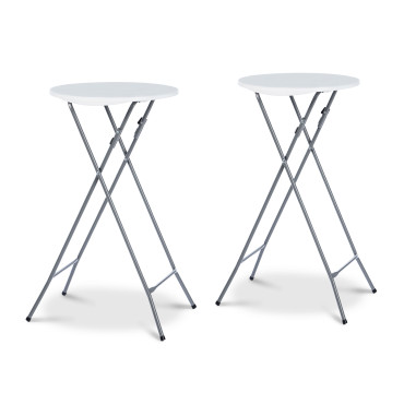 Tables hautes de réception pliantes 105cm + housses noires - lot de 2