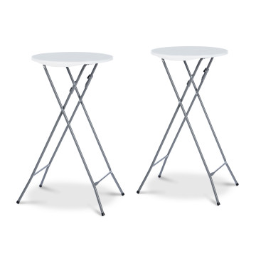 Tables hautes de réception pliantes 105cm + housses noires - lot de 2