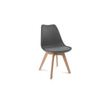 Chaises Suedia assise gris foncé et pieds bois - lot de 2