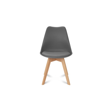 Chaises Suedia assise gris foncé et pieds bois - lot de 2