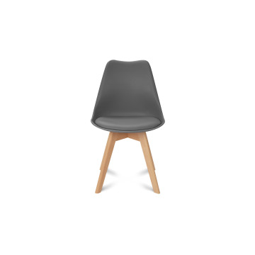 Chaises Suedia assise gris foncé et pieds bois - lot de 2