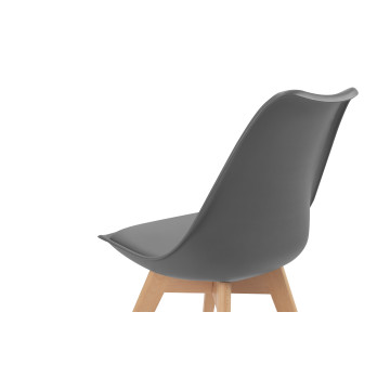 Chaises Suedia assise gris foncé et pieds bois - lot de 2
