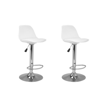 Tabourets de bar Karl blancs pied métal réglable - lot de 2