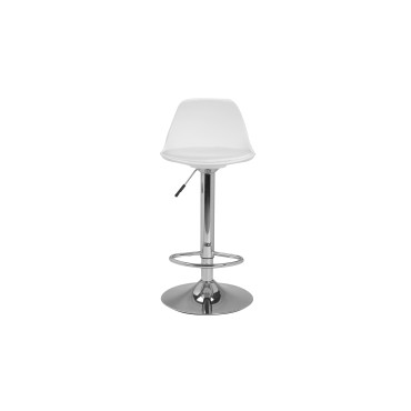 Tabourets de bar Karl blancs pied métal réglable - lot de 2