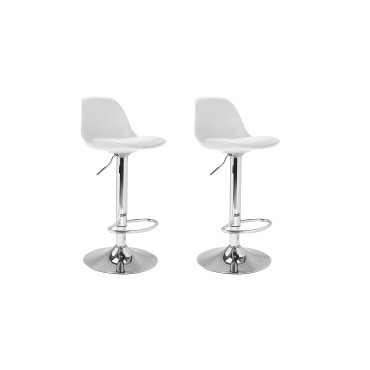 Tabourets de bar Karl blancs pied métal réglable - lot de 2