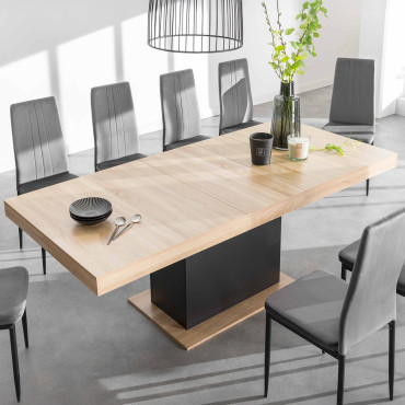 Table à manger extensible Tania bois et noir 160-200cm
