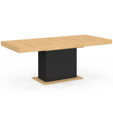 Table à manger extensible Tania bois et noir 160-200cm