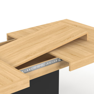 Table à manger extensible Tania bois et noir 160-200cm