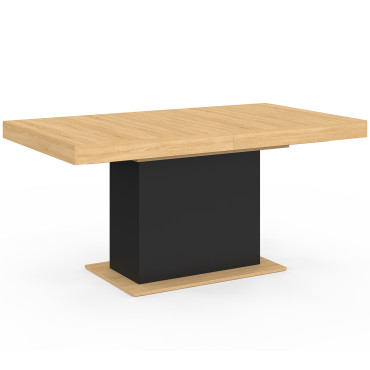 Table à manger extensible Tania bois et noir 160-200cm