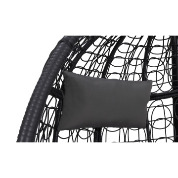 Fauteuil œuf suspendu effet rotin avec coussin gris
