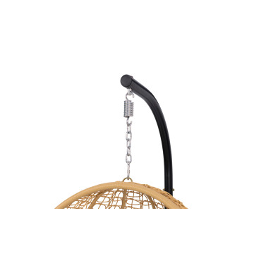 Fauteuil œuf suspendu effet rotin avec coussin beige